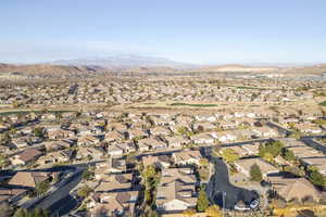 Aerial view featuring a mountain view