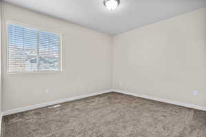 Unfurnished room featuring carpet