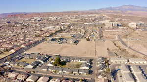 Bird's eye view with a mountain view