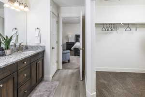 Primary bathroom with LVP flooring