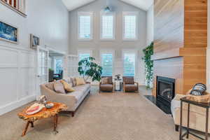 Floor to ceiling windows with lake views.