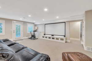 Large movie screen and projector