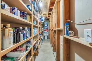 Large storage closet with shelving