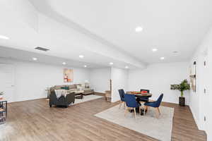 Dining area featuring light hardwood / wood-style floors