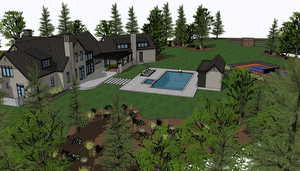 View of swimming pool with a patio and a lawn