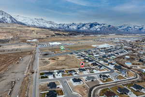 Aerial view featuring a mountain view