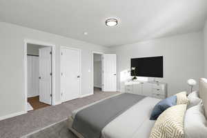 Bedroom featuring carpet flooring and LED lighting