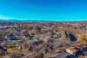 Aerial view featuring a mountain view