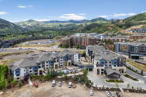 Aerial view featuring a mountain view