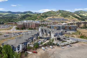 Drone / aerial view with a mountain view