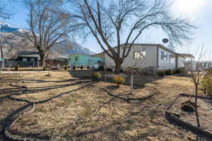 Exterior space featuring a mountain view