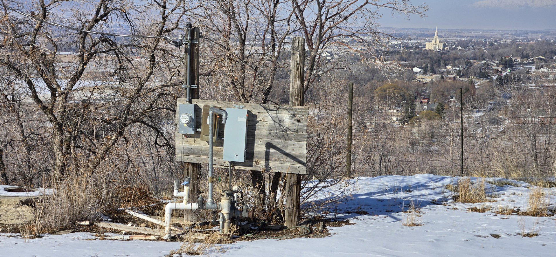View of snow covered property