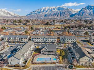 Aerial view featuring a mountain view