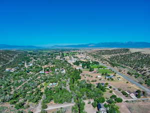 Drone / aerial view with a mountain view