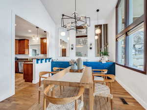 Dining room features huge built-in buffet with loads of storage