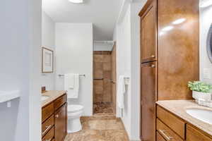 Master bath has walk-in shower