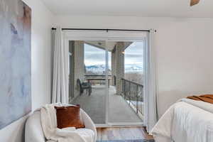 Master bedroom has sliding door to balcony