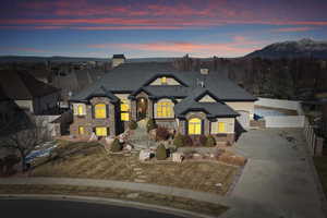 French provincial home with a mountain view