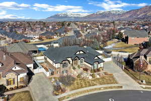 Aerial view featuring a mountain view