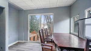 Dining room featuring light wood-type flooring and a wealth of natural light