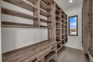 Interior space with hardwood / wood-style flooring