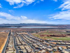 Aerial view featuring a mountain view