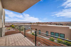 Balcony with a mountain view