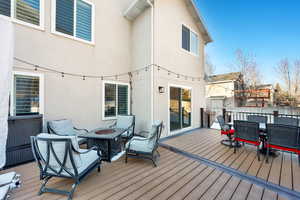 Deck featuring a fire pit