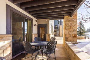 View of snow covered patio