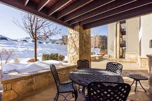 View of snow covered patio