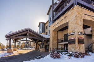 View of snow covered building