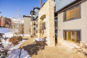 View of snow covered patio