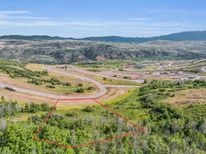 Aerial view featuring a mountain view