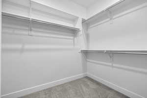 Walk in closet with carpet flooring