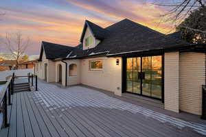 View of deck at dusk