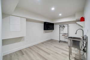 Interior space with light hardwood / wood-style flooring