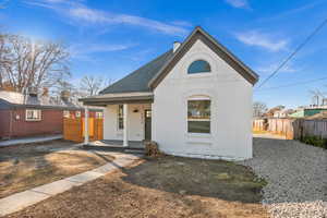 View of front facade featuring covered porch