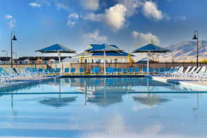 View of swimming pool featuring a patio