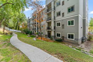 Exterior space featuring a yard