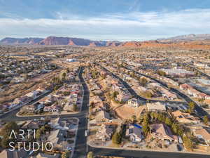 Aerial view featuring a mountain view