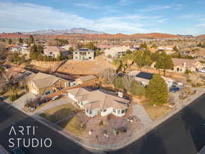 Drone / aerial view with a mountain view