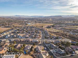 Drone / aerial view with a mountain view