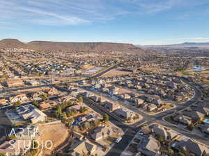 Drone / aerial view with a mountain view