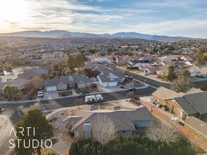 Drone / aerial view with a mountain view