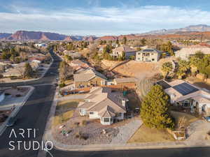 Drone / aerial view with a mountain view