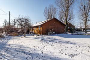 View of snow covered property