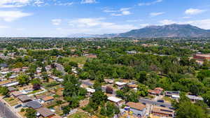 Drone / aerial view with a mountain view