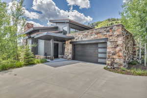 Modern home with a garage