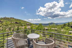 Balcony with a mountain view