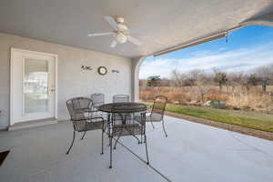 View of patio / terrace with ceiling fan